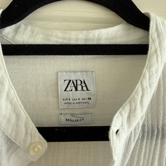Zara White Button-Up Shirt Long Sleeve Size Small - Picture 4 of 4